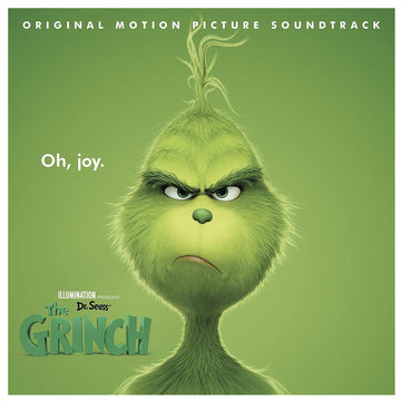 Cover of 'The Grinch' original motion picture soundtrack with green character and text.